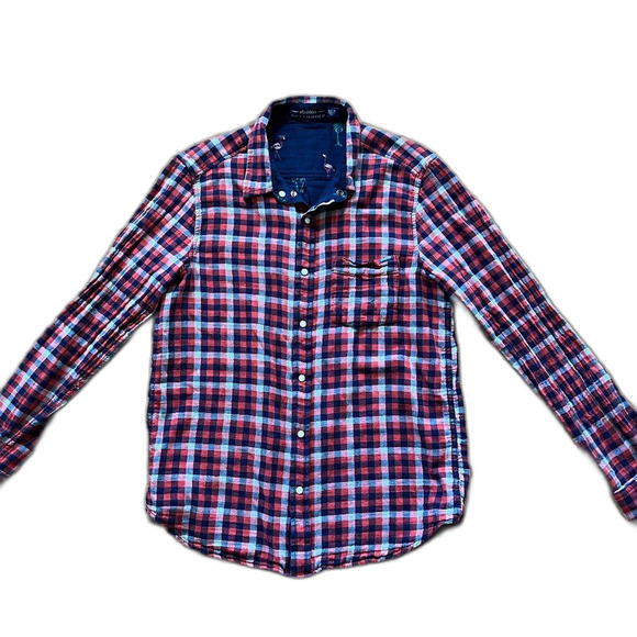 Chubbies The Inside Out Flip Reverse It Plaid & Palms Pearl Snap Shirt Mens Sz M - Picture 2 of 8